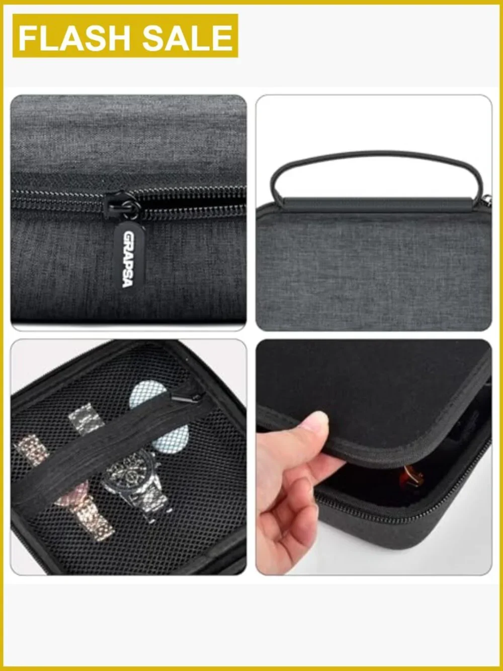 Travel Sunglass Case Holds 4 Pairs Hard EVA Oxford Zippered Organizer